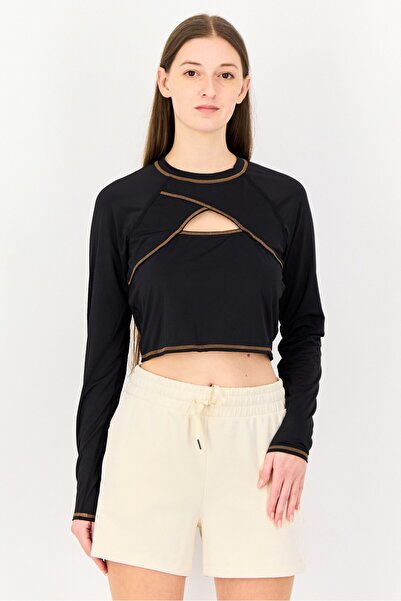 Hurley Women Petite Long Sleeves Textured Rash Guard, Black