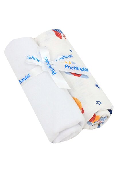 PRICHINDEL Set de 2 cârpe de pânză din muselină și flanel, planete și rachete...