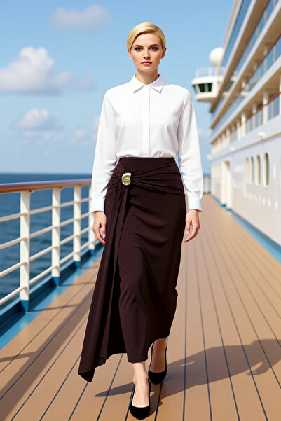 BENERLY Kadın Maxi Etek Vücuda Oturan Kalıp Sandy Dokuma %96 Polyester %4 Ela...