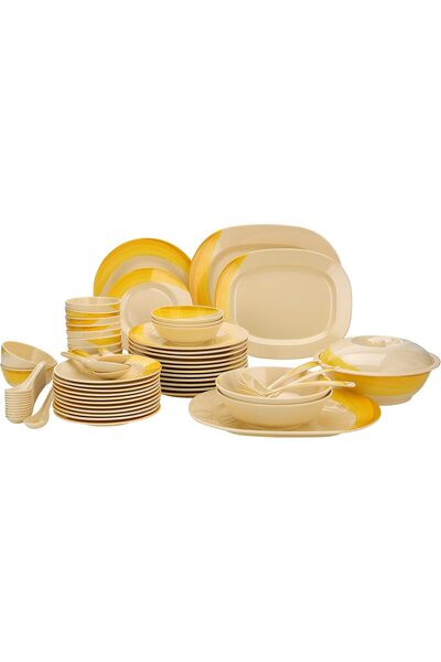 ROYALFORD Melamine 64 Pieces Melamine Dinner Set, White, RF8102