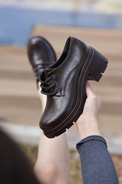 kajal ayakkabı Jvl 023 Lace-Up Thick Heeled Loafer