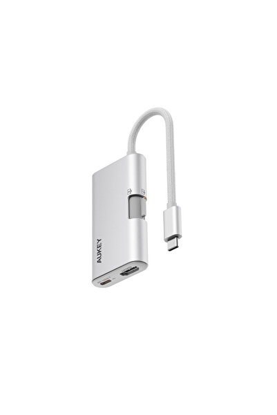 AUKEY UH-CUH01 Silver TravelDok 3-in-1 USB Hub Adapter, 1xHDMI, , 100W PD, 5Gbps, 4K @ 60Hz,