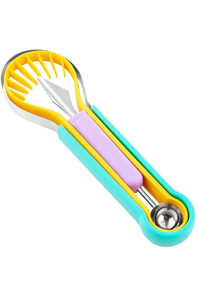 Bukate Set de 3 Ustensile cu 4 Varfuri pentru Decorat si Curatat Fructe, Mult...