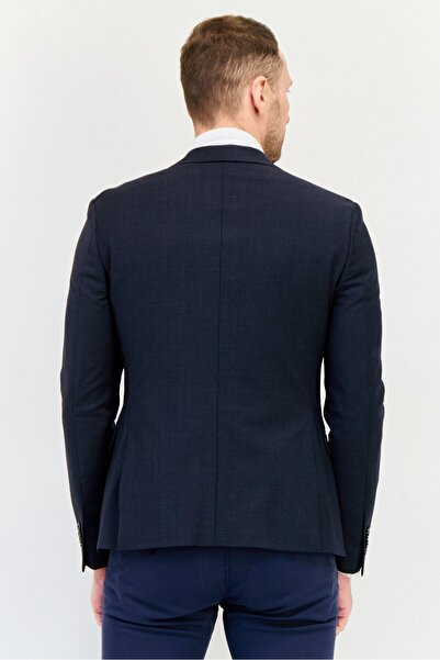 CELIO Men Regular Fit Micro Check Print Semi Formal Blazer, Dark Grey