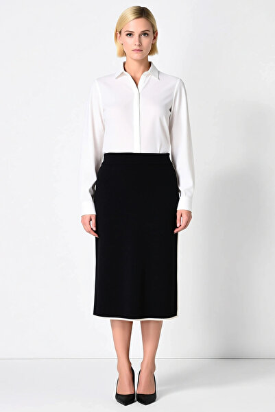 BENERLY Women's Midi Length Knitwear Skirt Straight Cut High Waist Functional...