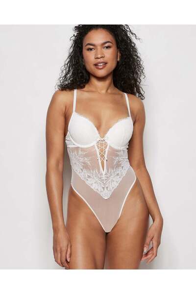 La senza Lightly Lined Lace Bodysuit in Ivory