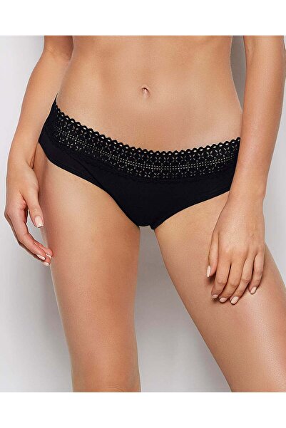 La senza سروال داخلي هيبستر مع حافة دانتيل باللون الأسود الرسمي