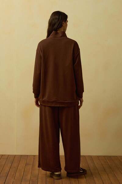 Ceylan Otantik Μπλούζα με μισό φερμουάρ Bitter Brown 3 νήματα