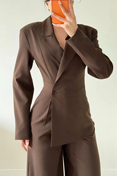 Eka Women's Brown Suit-Looking Jumpsuit with Jacket 1041-2735