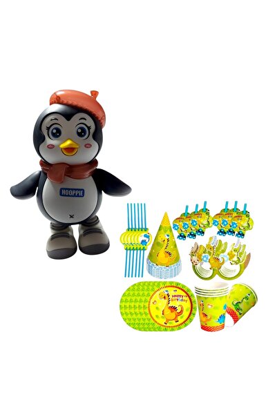 OEM Pinguin muzical, 21 cm, sunete/lumini, plastic, 03 ani+ Set petrecere cop...