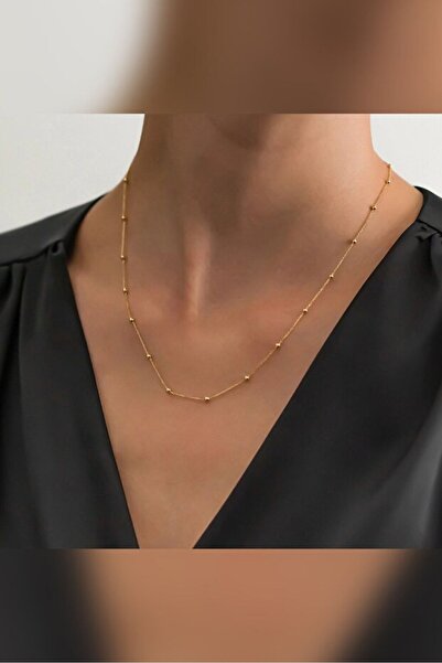 Si moda Kadın Altın Kaplama Minimal Toplu Zincir Paslanmaz Çelik Kolye 45cm