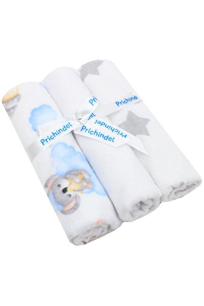 PRICHINDEL Set of 3 cloth diapers, blue koala and grey stars, cotton, multicolor, 80 x 70 cm