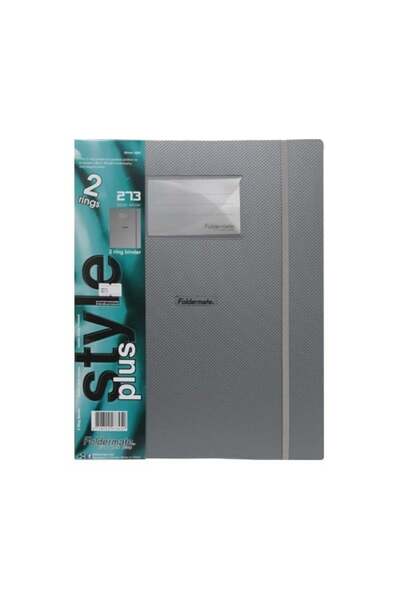 FOLDERMATE ملف بلاستيكي A4 مع جيب للبطاقات وحلقتين - فضي