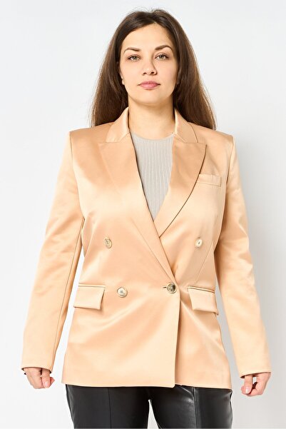 PİNKO Women Regular Fit Plain Casual Blazer, Beige
