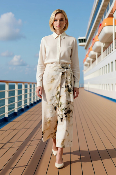 BENERLY Women's Tie-Dye Patterned High Waist Midi Sarong Pattern Woven Skirt ...