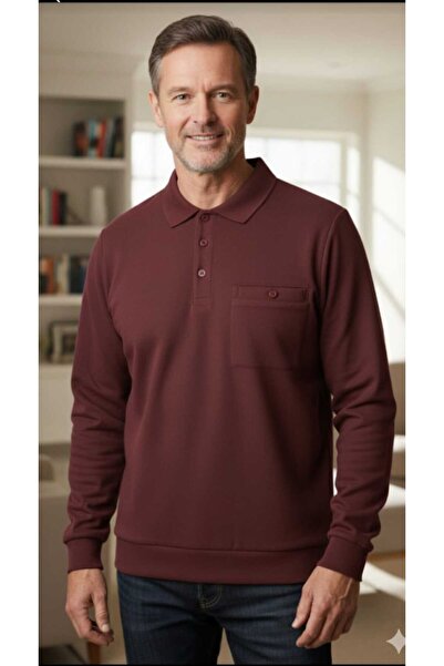 güncüoğlu سترة رجالية سميكة من نسيج السيلانيك مع أكمام طويلة وجيوب وأجزاء سفلية مضلعة (مرنة)