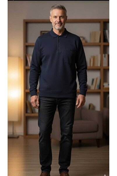 güncüoğlu Long Sleeve Thick Selanik Knitted Men's Sweatshirt with Pockets on the Sleeves and Ribbed (Elastic) Bottom