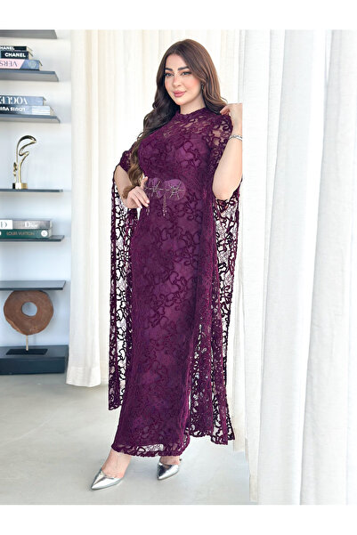 Opera Fashion فستان سهرة دانتيل بأكمام طويلة منسدلة