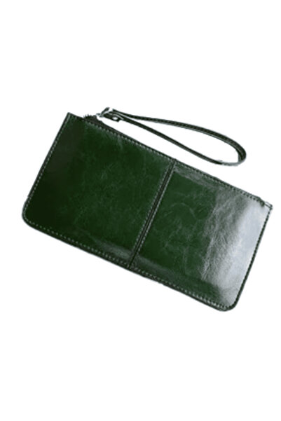 CRM Women's Wallet Leather Zip Wallet, Green, 21 x 11.5 cm