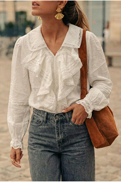FEMELLE White Ruffled Collar Blouse