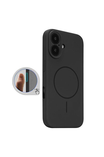 Apple Калъф за iPhone 16, SoftTouch, Контрол на камерата, TPU, Наситено черен