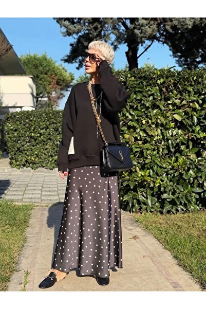 Mzr Collection Дълга сатенена пола с мотиви за жени