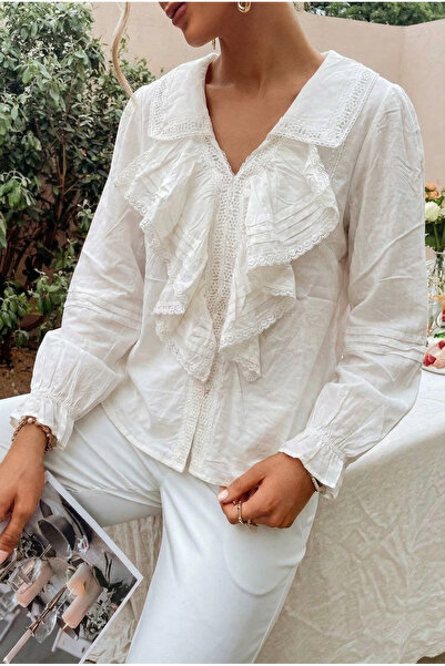 FEMELLE White Ruffled Collar Blouse
