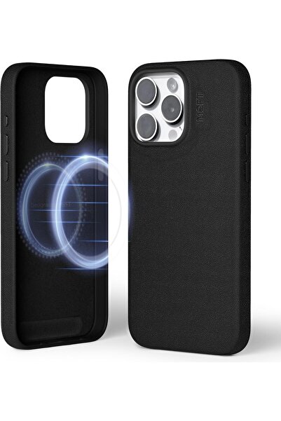 MOFT MOVAS Vegan Leather Case for iPhone 15 Pro Max - MagSafe, Camera Ring, Jet Black