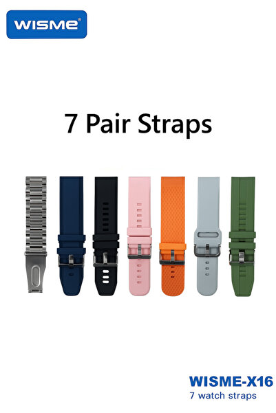 WISME -X16 Smartwatch - Curved Circular AMOLED Screen, 7 Straps (Silver)