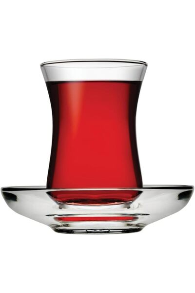 Paşabahçe طقم فناجين وصحون شاي تركي من باشابتشه - 6 قطع، 120 مل، آمن للاستخدا...