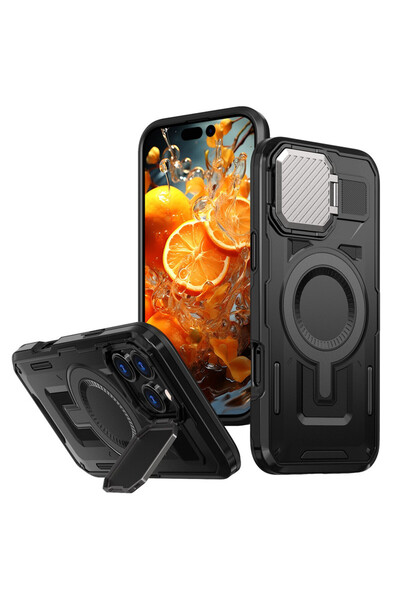 Apple Кейс UrbanMag за iPhone 16, Armor MagCase, CamBracket, Черен