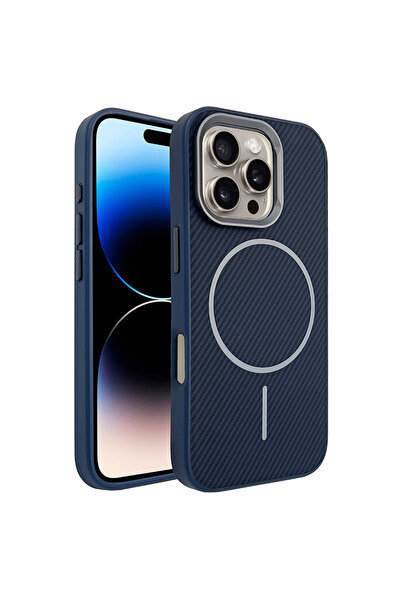 Apple Калъф за iPhone 16 Pro, Carbon MagCase, AntiShock, Син