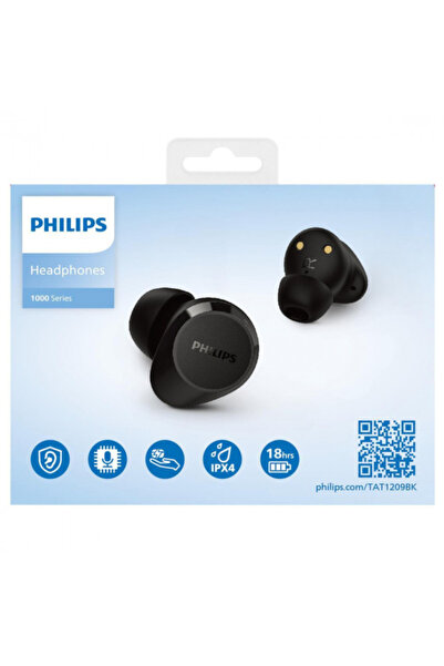 Philips In-Ear True Wireless Earbuds TAT1209BK/00, Bluetooth, Microphone, IPX...