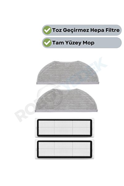 robotyedek Set de mopuri cu filtru Hepa de schimb compatibil Xiaomi H40 - 4 b...