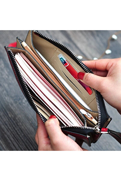 CRM Women's Wallet, CRM, Leather, Zipper, Red, 21 x 11.5 cm