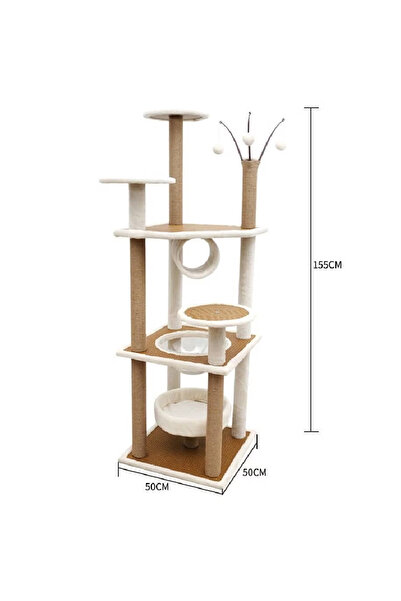 NKX Tall Multi-Level Cat Tree Tower with Perches, Beds & Toys – 155cm Height
