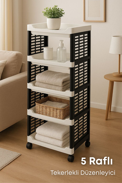 grimorlife 5 Katlı Tekerlekli Çok Amaçlı Düzenleyici – Plastik Saklama & Orga...