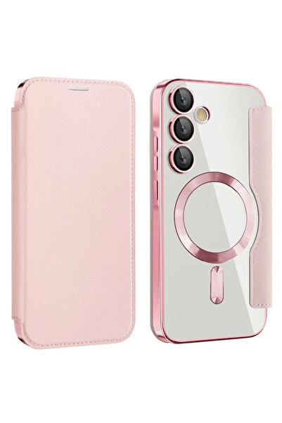 Samsung Husa pentru A55 (A556), Magnet, RFID protect, Leather, Chrome Edge, Roz