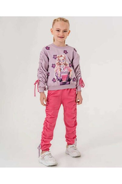 Little Baby طقم سويت شيرت مريح وبنطلون جوجر برباط للفتيات