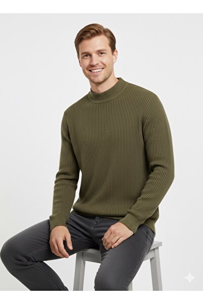 ModaPlaza Men's Plus Size Half Fisherman Sweater 881