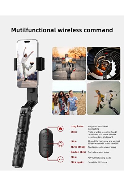 KOSCHEAL مثبت جيمبال لعصا سيلفي أحادي المحور مع ضوء تعبئة ووحدة تحكم لاسلكية