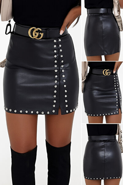 AndraRose Styles Black Leather Skirt