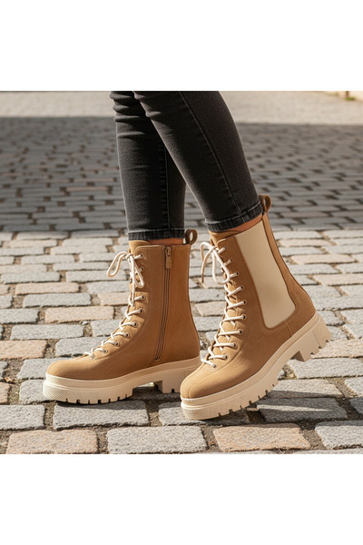 Lush Fashion Women's Cream Suede Boots Code: NS276 (K1)