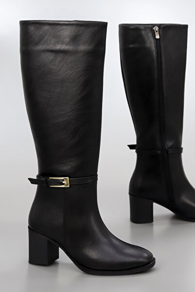 kajal ayakkabı Btzk05 Belt Detail Zippered Boots