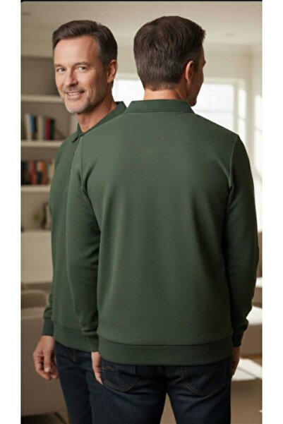 güncüoğlu Long Sleeve Thick Selanik Knitted Men's Sweatshirt with Pockets on the Sleeves and Ribbed (Elastic) Bottom