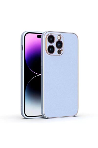 Apple Калъф за iPhone 14 Pro Max, - кожа, TPU ръб, небесно син