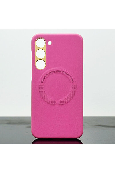 Samsung Калъф за S23 Ultra, MagCase, -Кожа, Тъмно розов