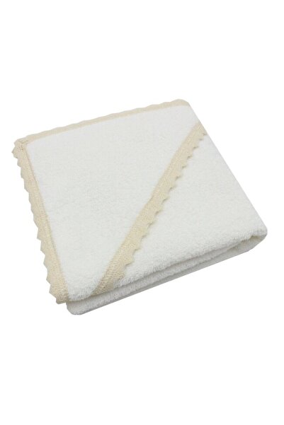 PRICHINDEL Prosop cu glugă Olivia cu dantelă, bumbac, crem, 80 x 90 cm