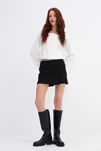 Addax Zippered Mini Shorts Skirt E8411