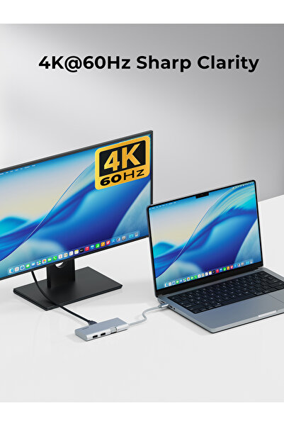 AUKEY TravelDok 6-in-1 USB Hub Adapter, 1xHDMI, 1xUSB-A, 3xUSB-C, 100W PD, 5Gbps, 4K @ 60Hz,